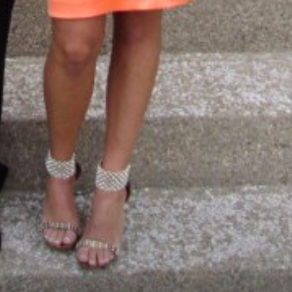 Animal print heels w/ diamond embellished straps